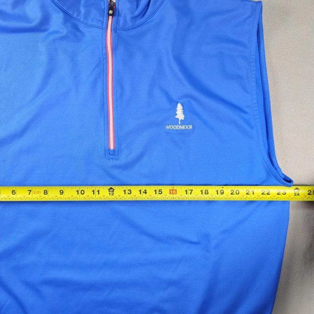 FootJoy Woodmoor Men's Large Golf Vest Blue Pink 1/4 Zip Stretch Sleeveless FJ